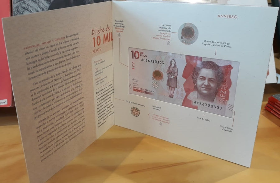 Folleto Billetes de Colombia $10.000